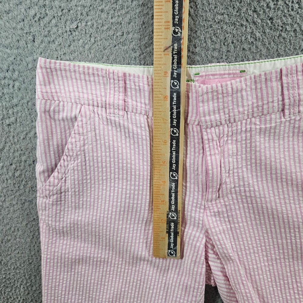 Lilly Pulitzer Pink White Seersucker Striped Shorts Womens Size 4 Preppy Beach - Picture 3 of 7